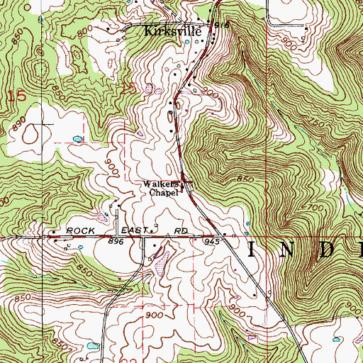 Topographic Map of Walkers Chapel, IN