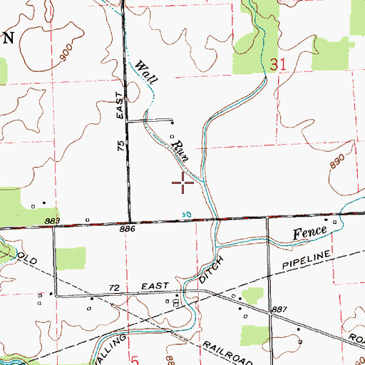 Topographic Map of Wall Run, IN