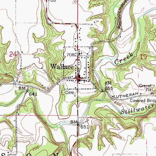 Topographic Map of Wallace, IN