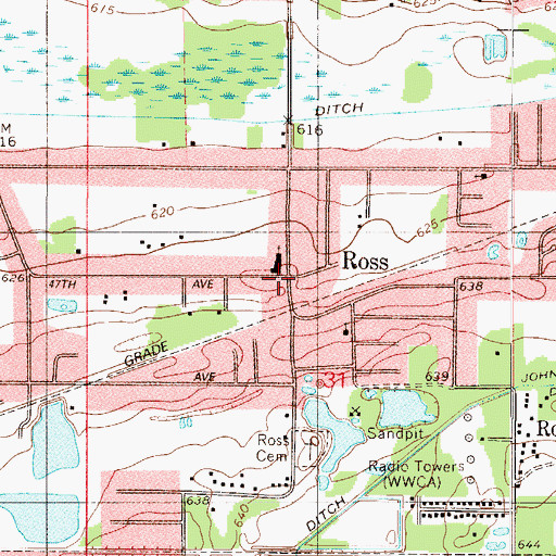 Topographic Map of Lew Wallace Elementary School, IN