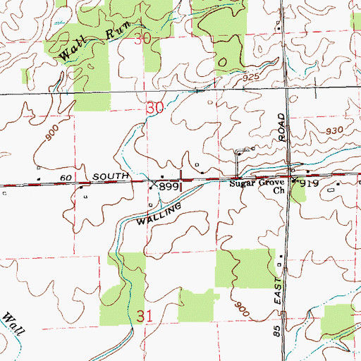 Topographic Map of Walling Ditch, IN