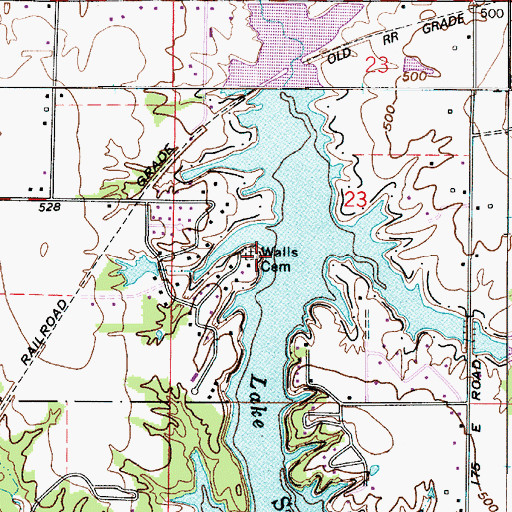 Topographic Map of Walls Cemetery, IN