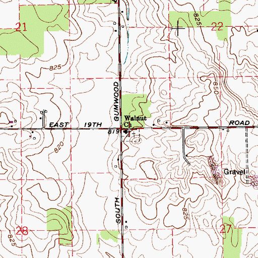 Topographic Map of Walnut Church, IN
