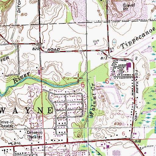 Topographic Map of Walnut Creek, IN