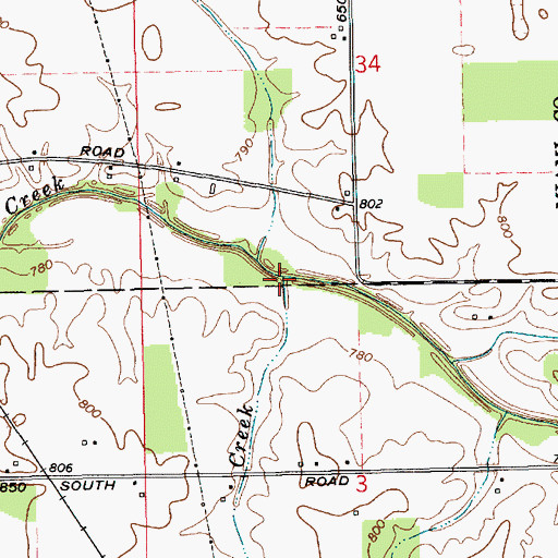 Topographic Map of Walnut Creek, IN