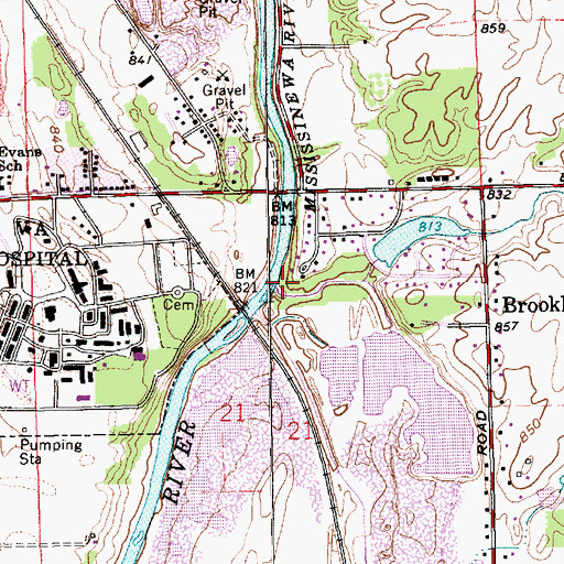 Topographic Map of Walnut Creek, IN