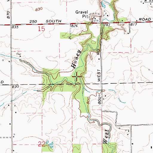 Topographic Map of Walnut Fork, IN