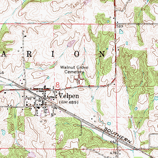 Topographic Map of Walnut Grove Cemetery, IN