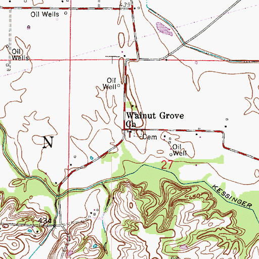 Topographic Map of Walnut Grove Church, IN