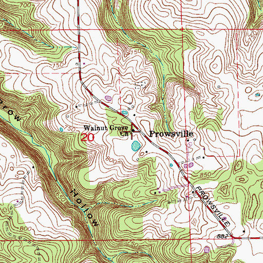 Topographic Map of Walnut Grove Church, IN