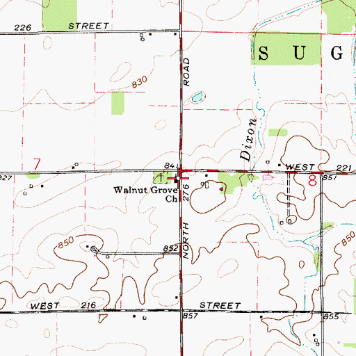 Topographic Map of Walnut Grove Church, IN