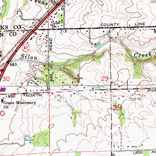 Topographic Map of Walnut Grove Lake, IN