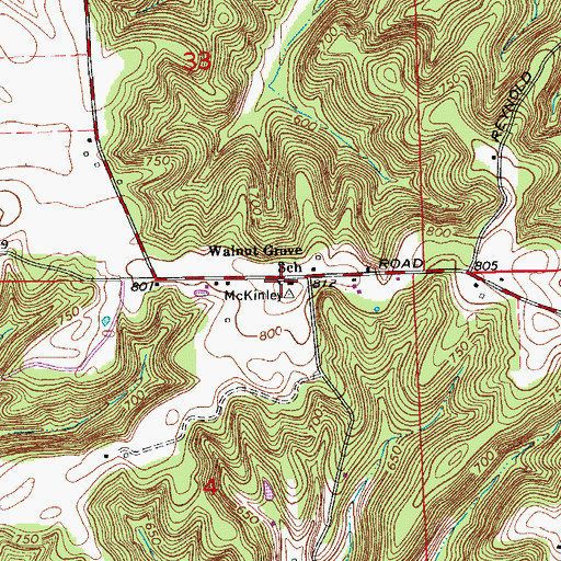 Topographic Map of Walnut Grove School, IN