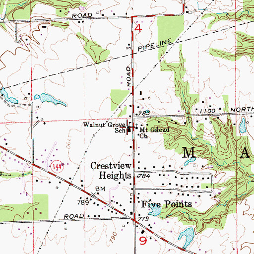 Topographic Map of Walnut Grove School, IN