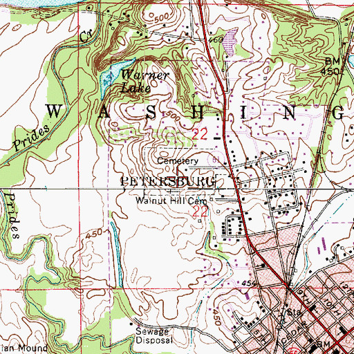 Topographic Map of Walnut Hill Cemetery, IN