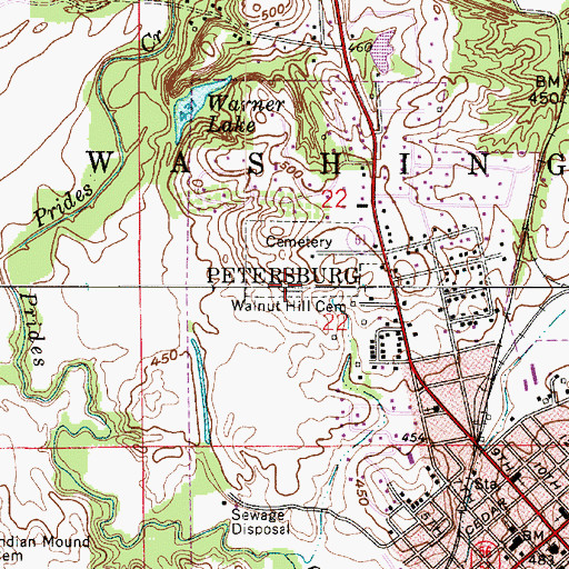 Topographic Map of Walnut Hill Cemetery, IN