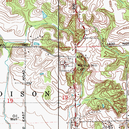 Topographic Map of Walnut Hill Cemetery, IN