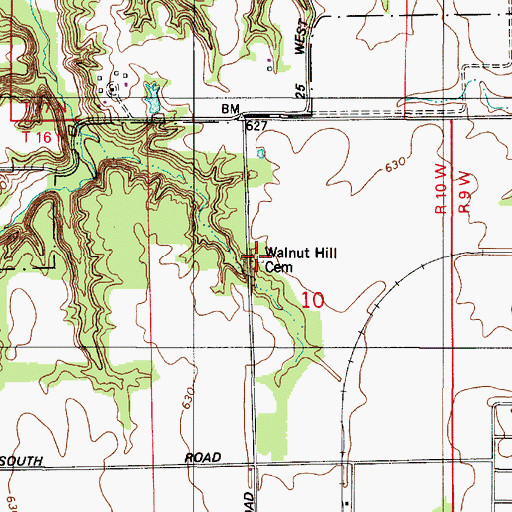 Topographic Map of Walnut Hill Cemetery, IN