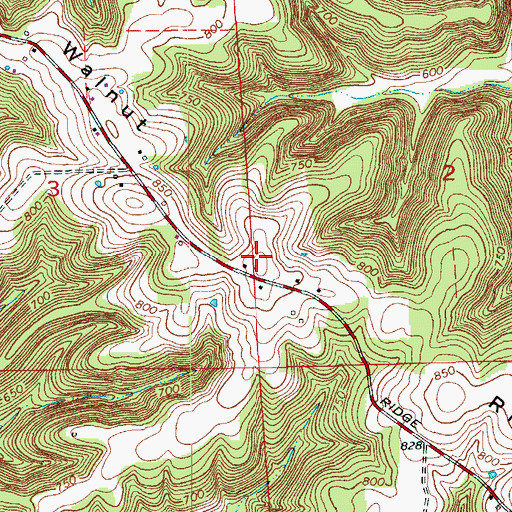 Topographic Map of Walnut Ridge, IN