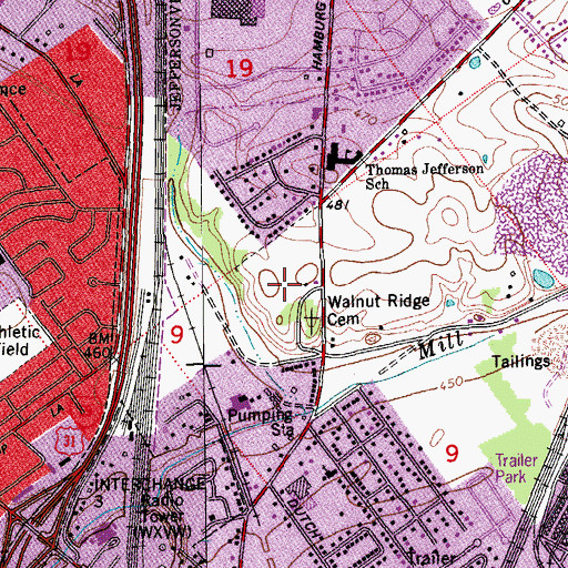 Topographic Map of Walnut Ridge Cemetery, IN
