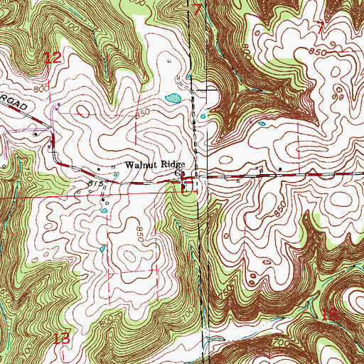 Topographic Map of Walnut Ridge Church, IN