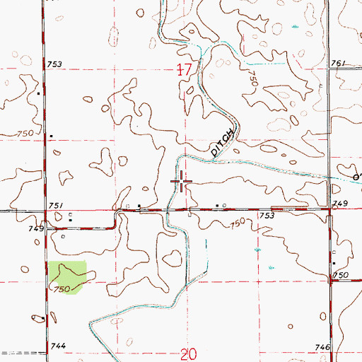 Topographic Map of Walsh Ditch, IN