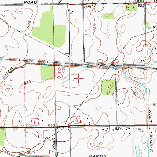 Topographic Map of Walt Kimble Ditch, IN