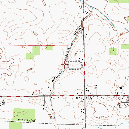 Topographic Map of Walter Wisler Ditch, IN