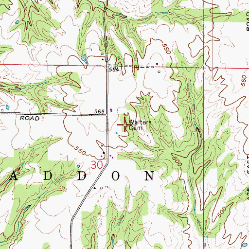 Topographic Map of Walters Cemetery, IN