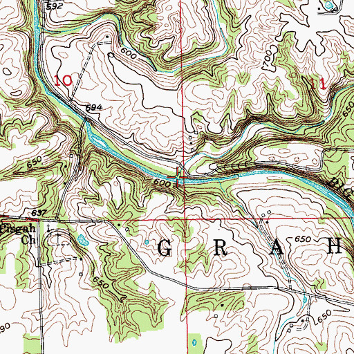 Topographic Map of Walton Creek, IN