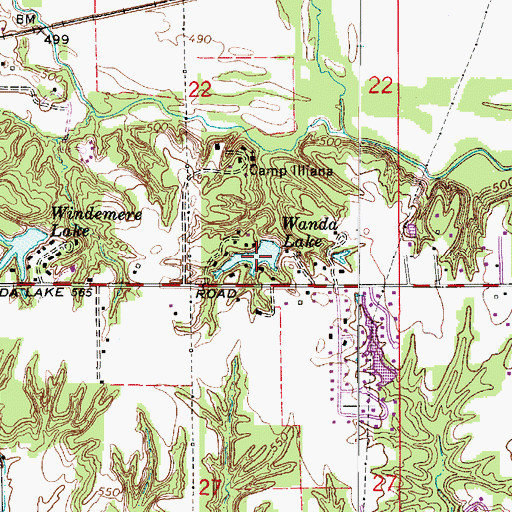 Topographic Map of Wanda Lake, IN