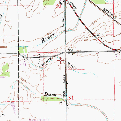 Topographic Map of Wantz Ditch, IN