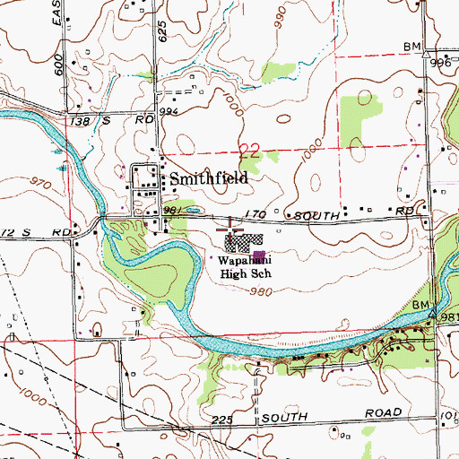 Topographic Map of Wapahani High School, IN