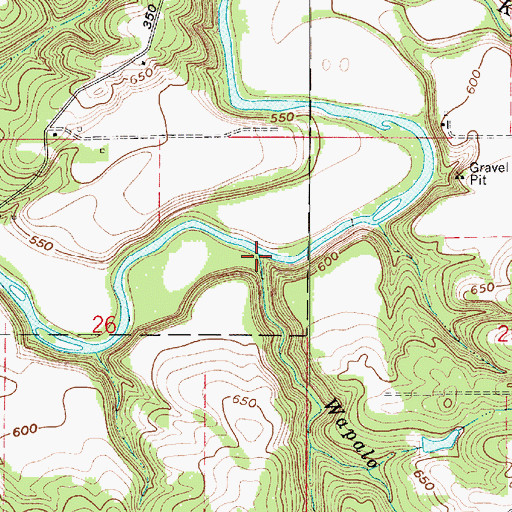 Topographic Map of Wapalo Creek, IN