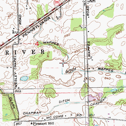 Topographic Map of Wappes Ditch, IN