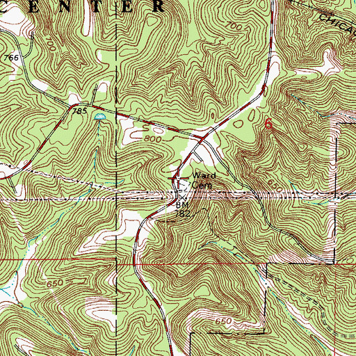 Topographic Map of Wards Cemetery, IN