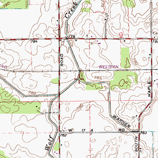 Topographic Map of Warner Ditch, IN