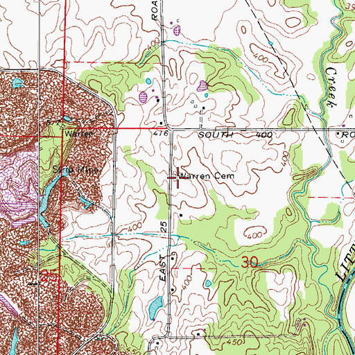 Topographic Map of Warren Cemetery, IN