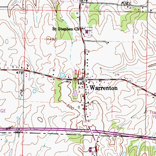 Topographic Map of Warrenton, IN