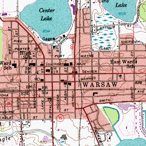 Topographic Map of Warsaw, IN