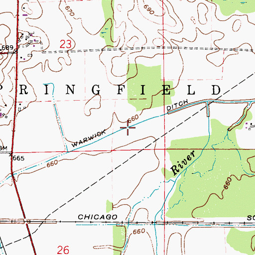 Topographic Map of Warwick Ditch, IN
