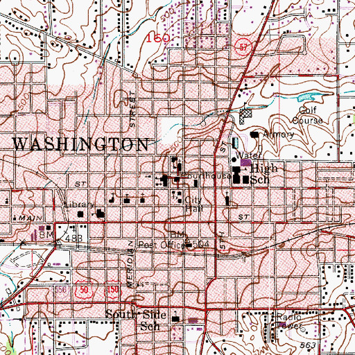Topographic Map of Washington, IN