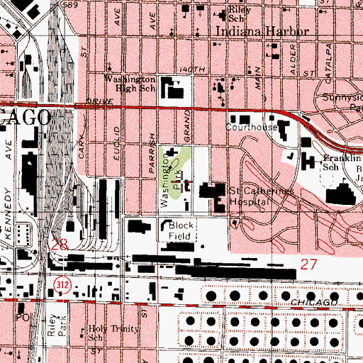 Topographic Map of Washington Park, IN
