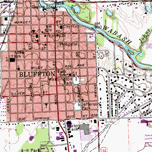 Topographic Map of Washington Park, IN