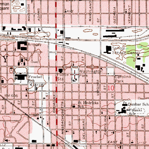 Topographic Map of Washington Park, IN