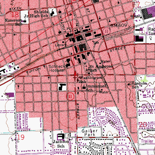 Topographic Map of Washington School, IN