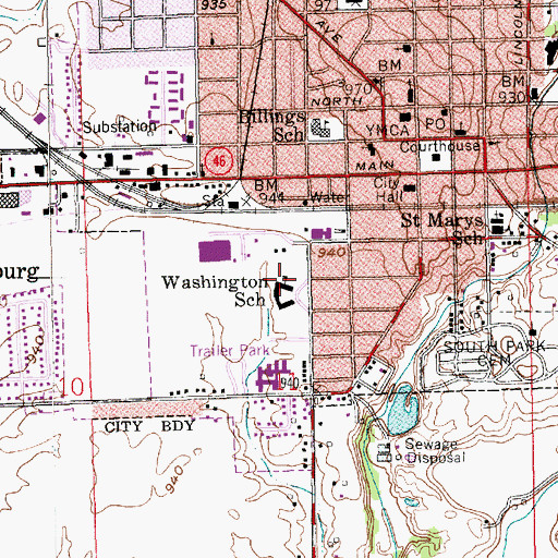 Topographic Map of Washington Elementary School, IN
