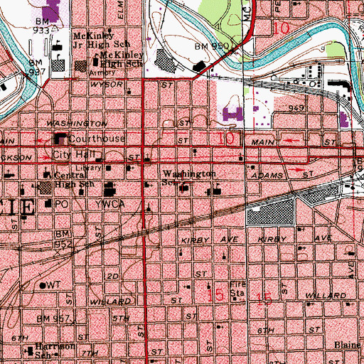 Topographic Map of Washington-Carver Community Elementary School, IN