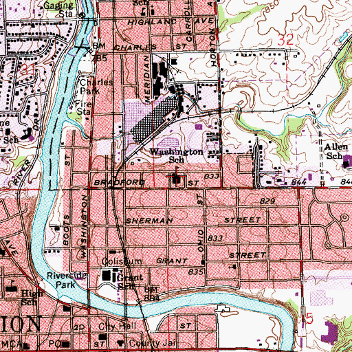 Topographic Map of Washington Elementary School, IN