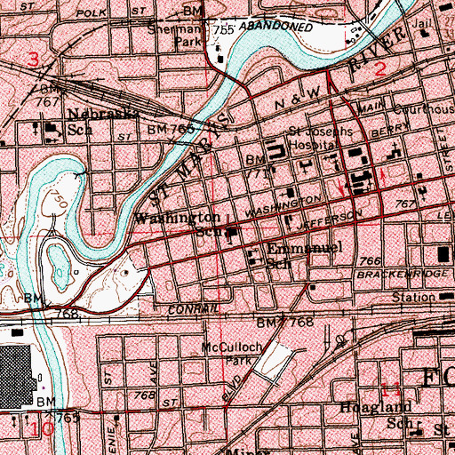 Topographic Map of Washington Elementary School, IN